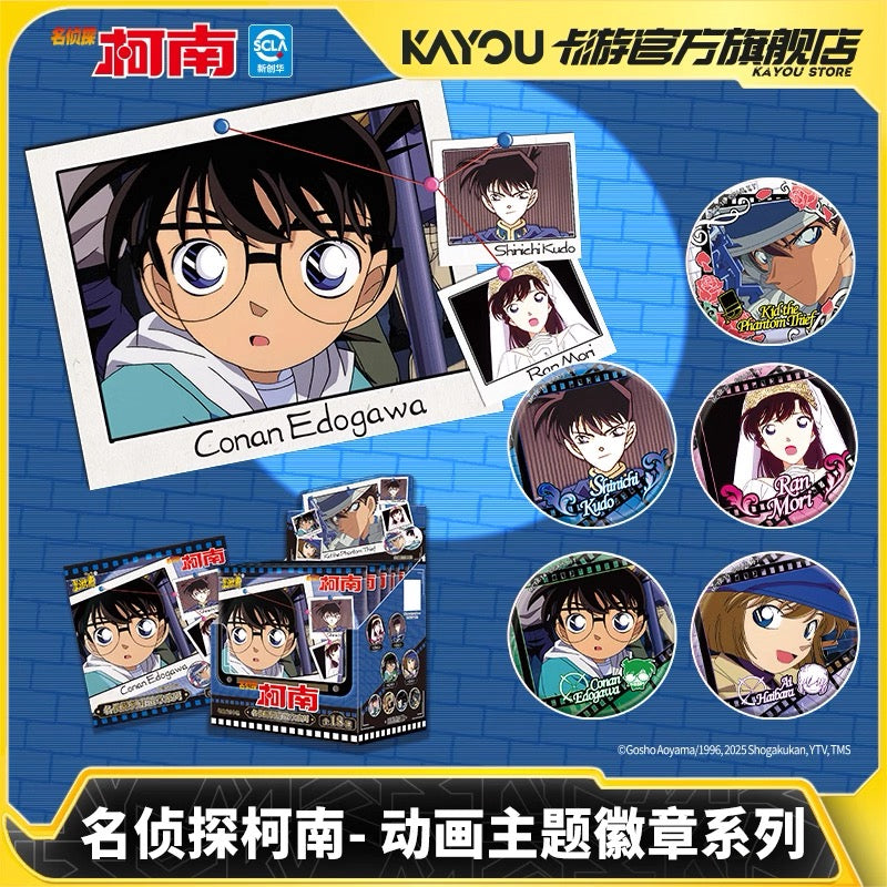 KAYOU Detective Conan Anime Theme Badge Series - Official Authentic Anime Merchandise Tin Badges (One Full Box Contains 6 Pieces)