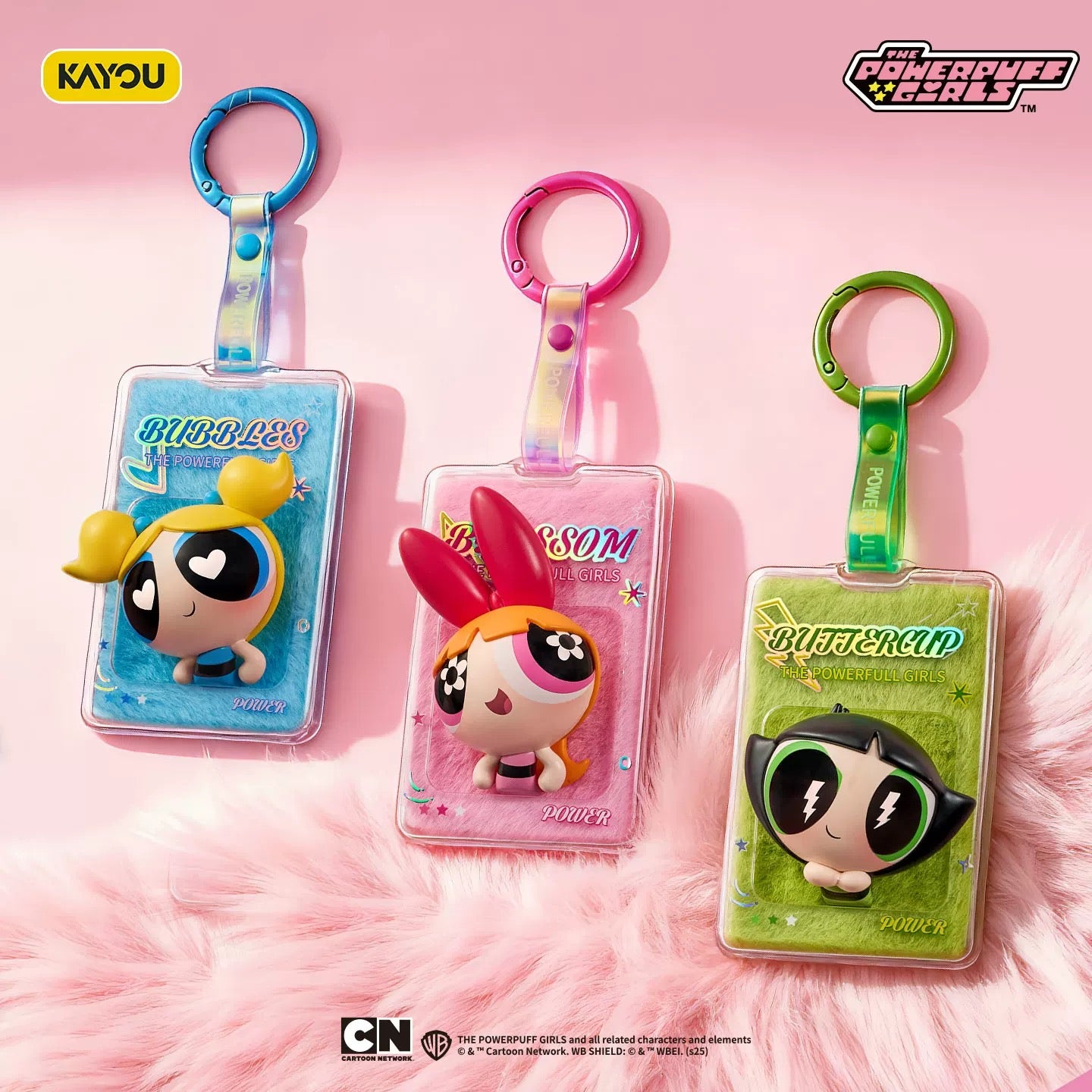 KAYOU Powerpuff Girls Fluffy Dangler Charms: Dazzling Courage Series Wave 1 One full box (contains 6 small boxes) - Powerpuff Girls Fluffy Dangler Charms