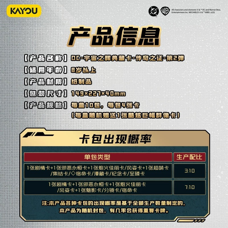 KAYOU DC Universe Glorious Collection Cards: Legendary Proof Series 2 - Official Authentic Card Packs & Collectible Merchandise
 Cardgame DC - Cosmic Radiance Collector's Edition Card