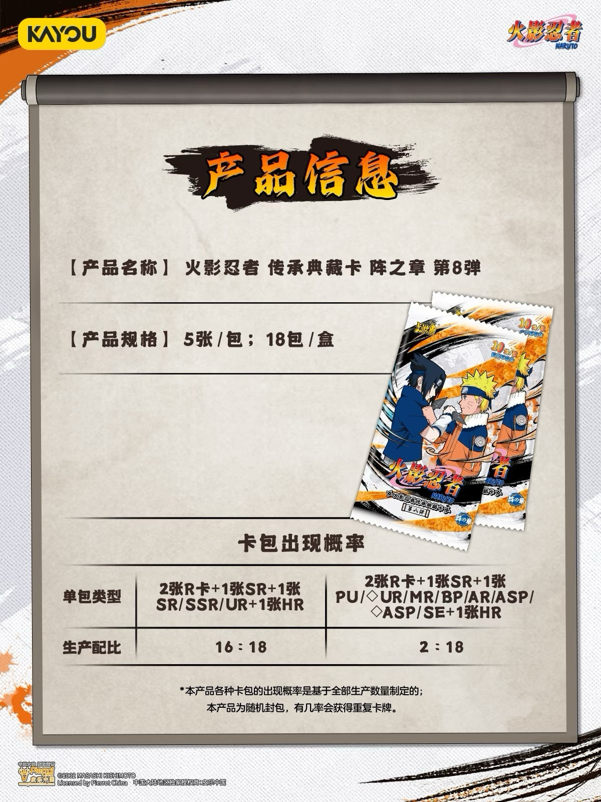 Naruto Smriti Collectible Cards – Chapter Jin 8 「Chinese Version 」KAYOU Naruto trading cards