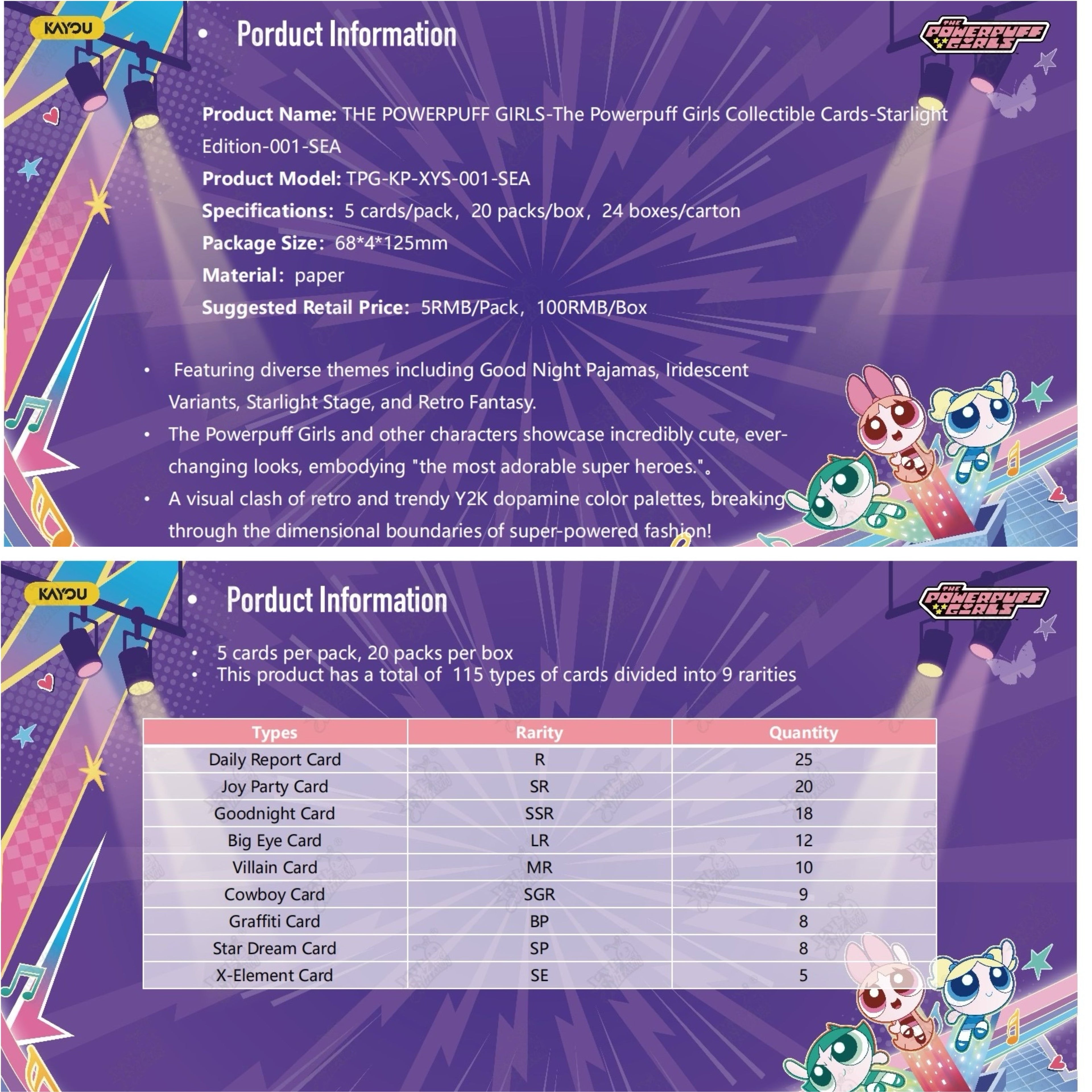 THE POWERPUFF GIRLS-The Powerpuff Girls Collectible Cards-Starlight Edition-001-SEA-Series 1