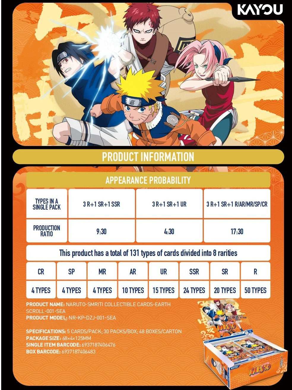 KAYOU NARUTO-Smriti Collectible Cards - Earth Scroll-001 (English Version) - Naruto Collectible Card Game